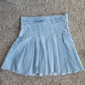 Celebrity Pink Pleated Denim A-Line Skirt